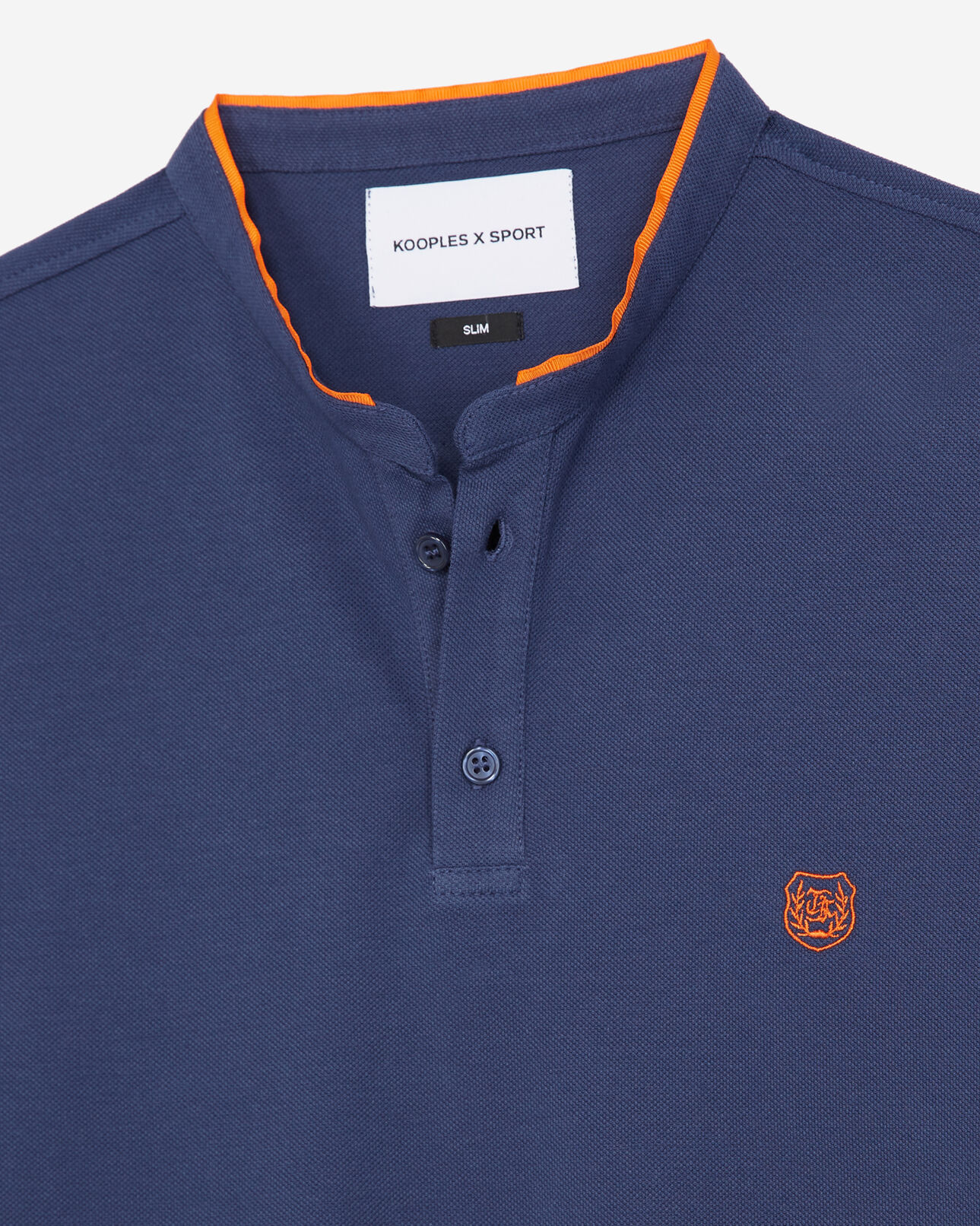 The Kooples HOMME DEEP SEA BLUE / ORANGE polo coton bleu foncé détails orange