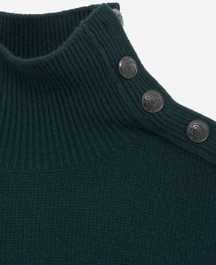 The Kooples F FOREST dark green wool stand-up collar sweater