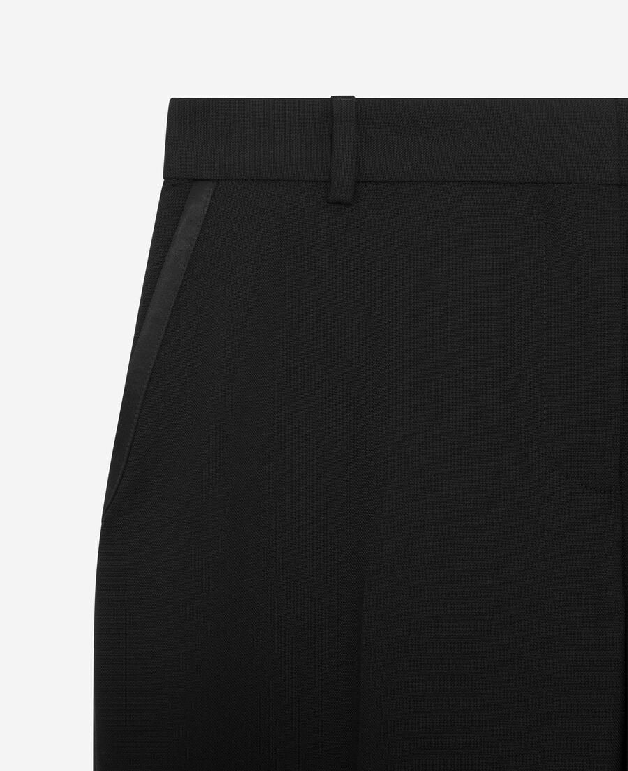 The Kooples MUJER BLACK pantalón sastre de pierna ancha con detalle de satén negro