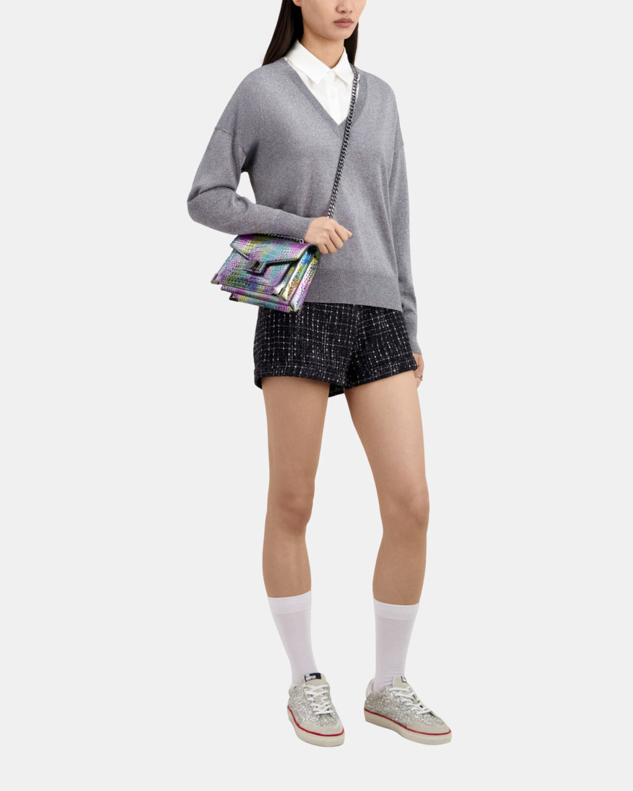 The Kooples WOMEN GRIS / SILVER grey glitter effect sweater