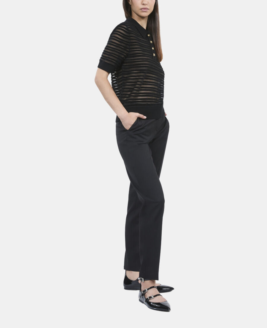 The Kooples F BLACK black mesh polo t-shirt