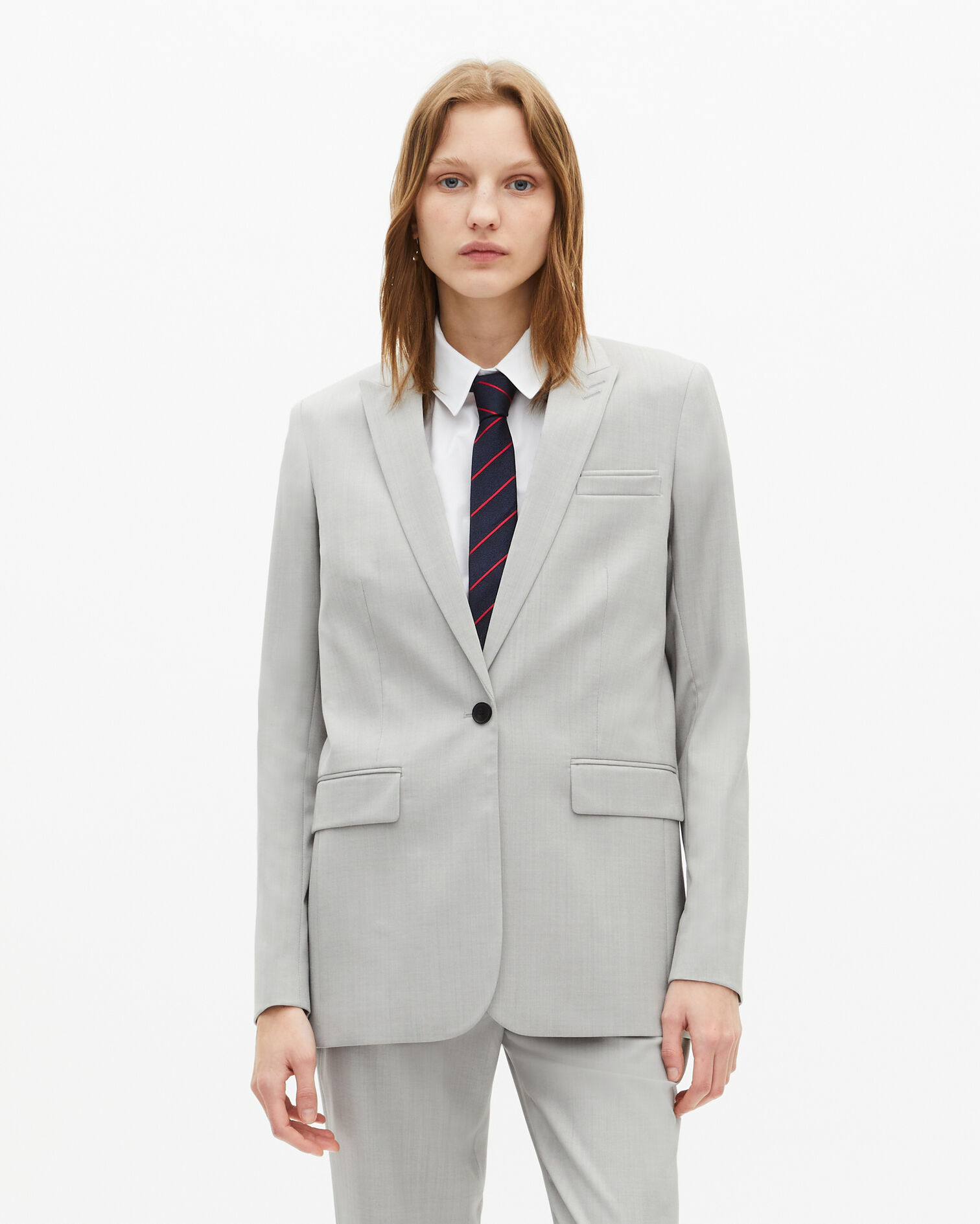 Grey single-breasted suit jacket, BEIGE, hi-res image number null