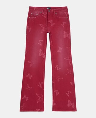 The Kooples DAMEN DARK RED jeans mit ausgestelltem bein und print