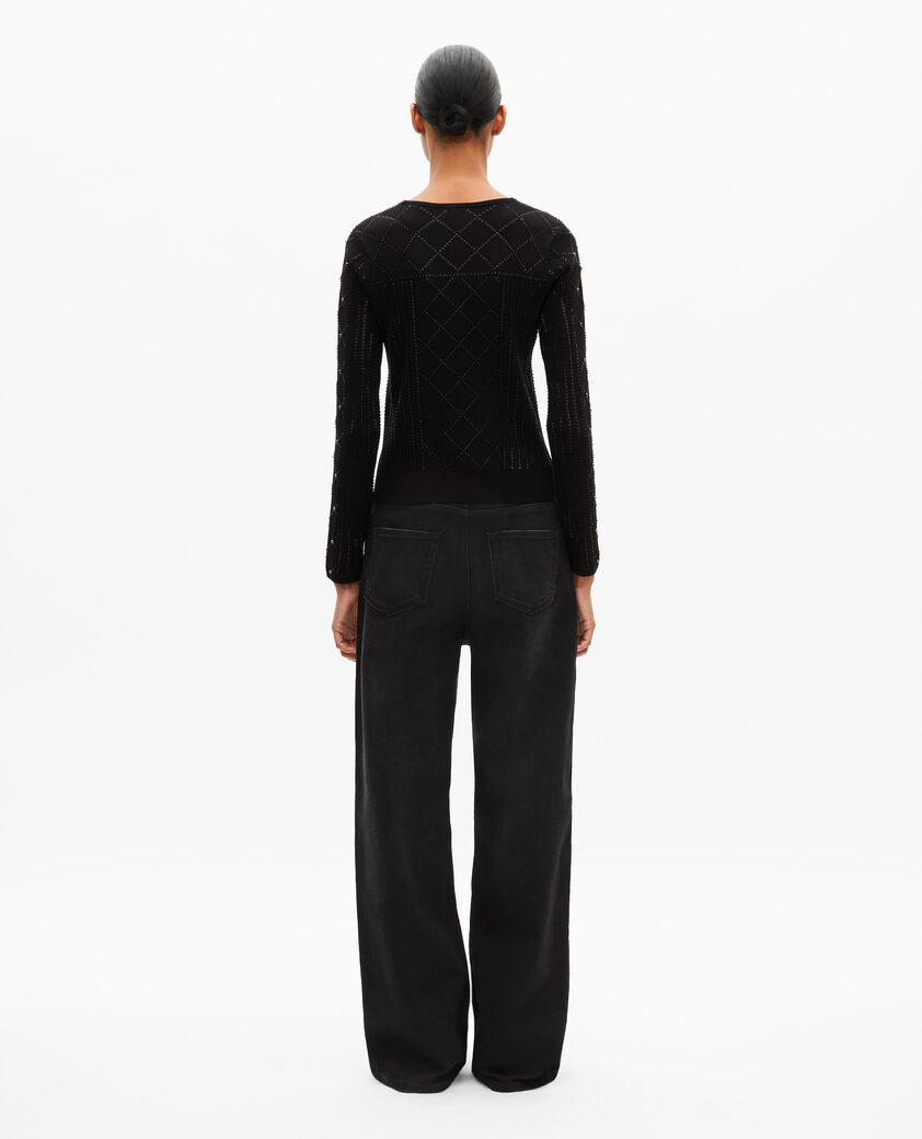 The Kooples DAMEN BLACK pullover mit strass und perlen schwarz