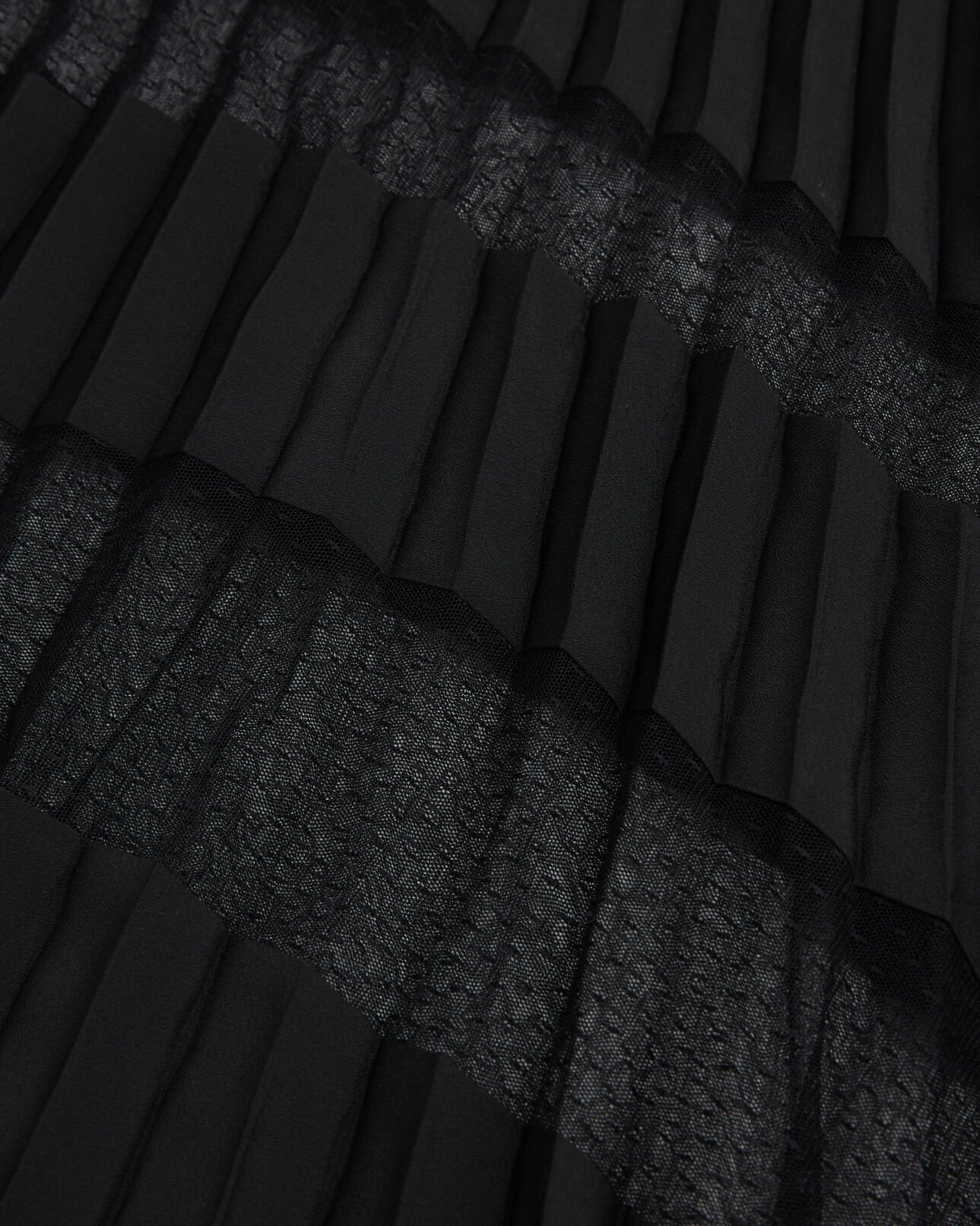 The Kooples WOMEN BLACK long pleated skirt with black lace