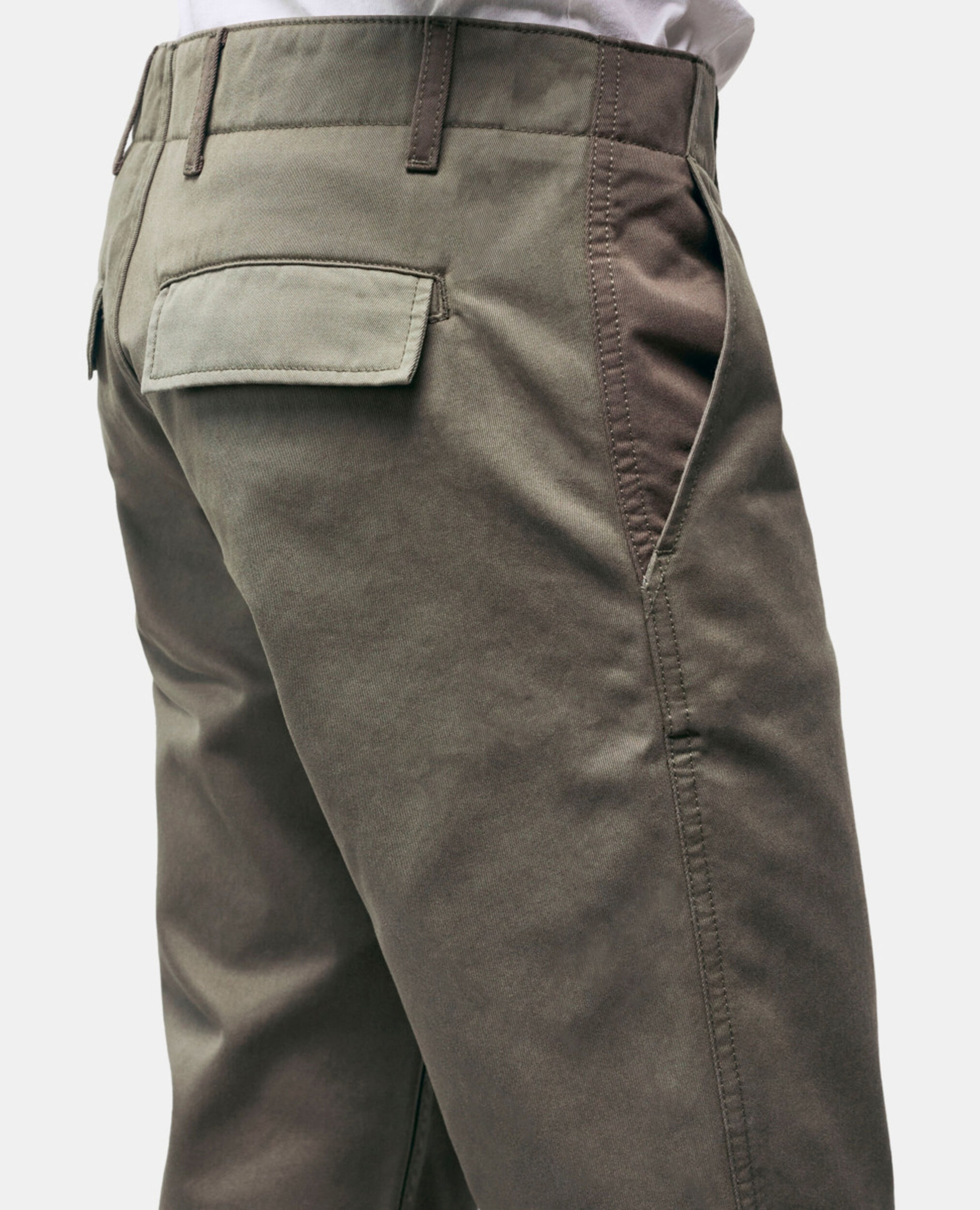 Khakifarbene Patchwork-Hose mit geradem Bein, OLIVE NIGHT, hi-res image number null