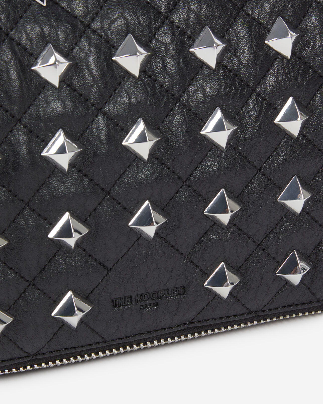The Kooples WOMEN BLACK heritage medium black leather pouch