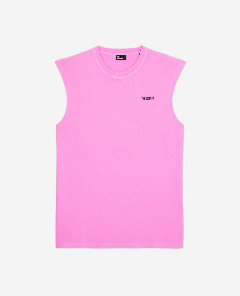 The Kooples HOMME FLUO PINK t-shirt homme rose fluo avec logo