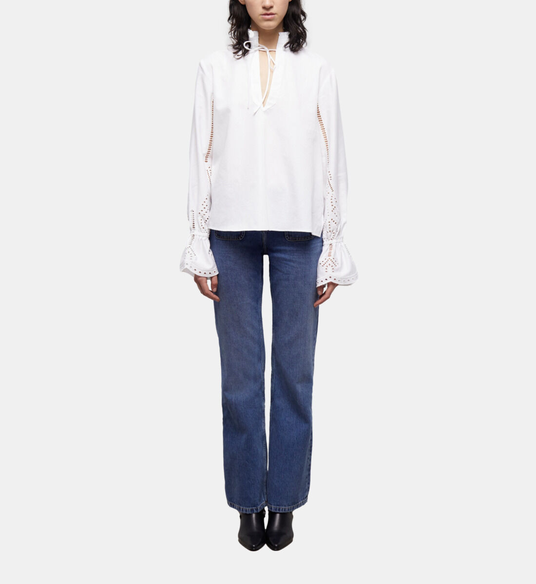 White blouse with broderie anglaise The Kooples US