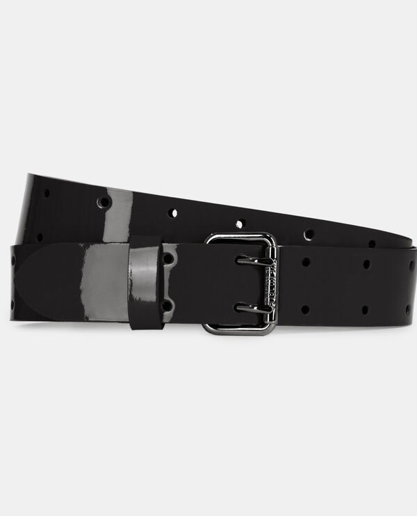 black vinyle style leather belt