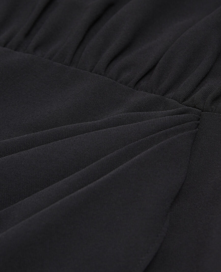 The Kooples FEMME BLACK robe courte noire en crepe portefeuille