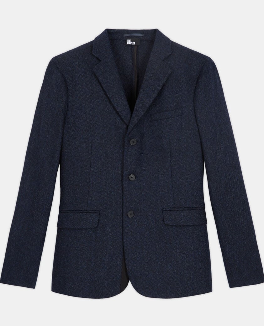 The Kooples H NAVY blue patterned wool jacket