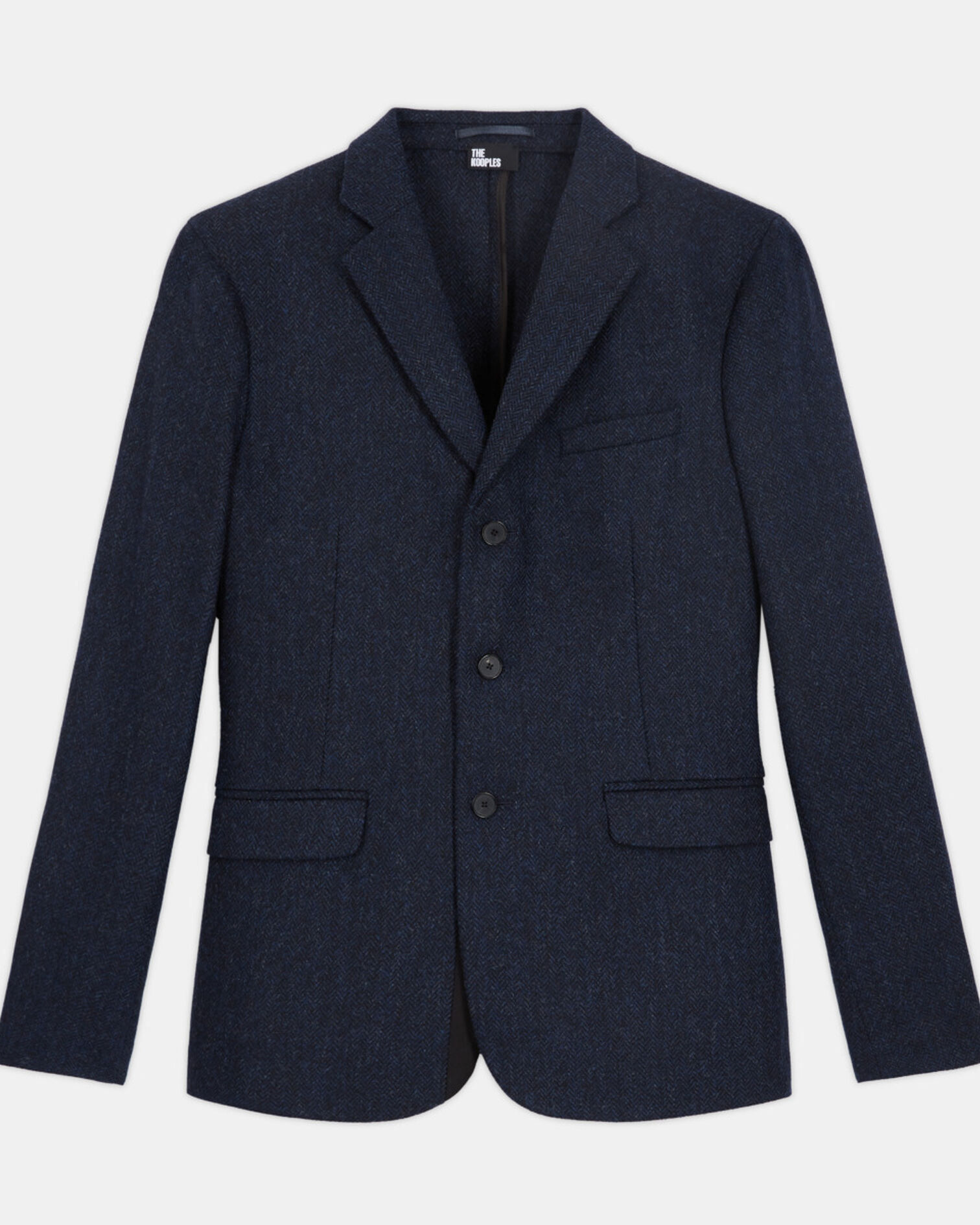 Blue patterned wool jacket, NAVY, hi-res image number null