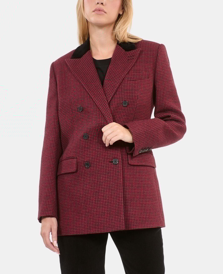 The Kooples DAMEN BLACK - RED blazer mit schwarz-rotem hahnentrittmuster