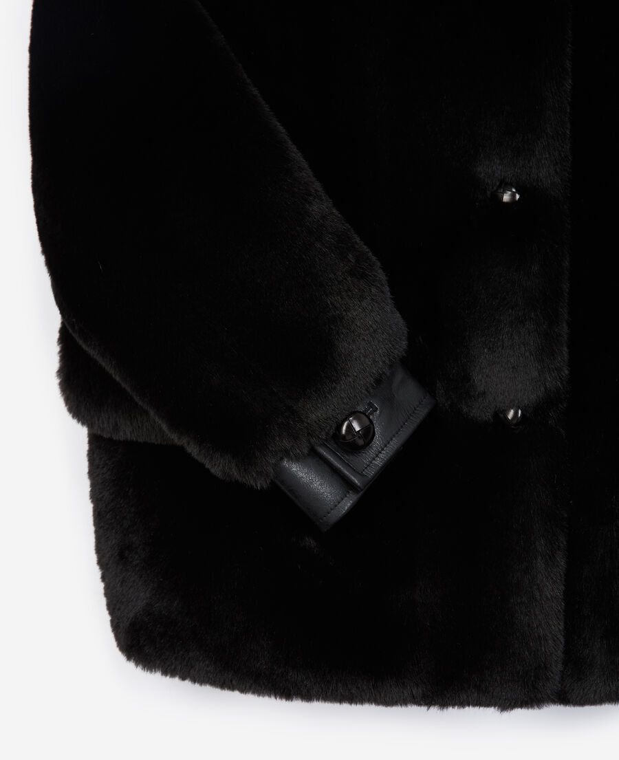 short black faux fur coat