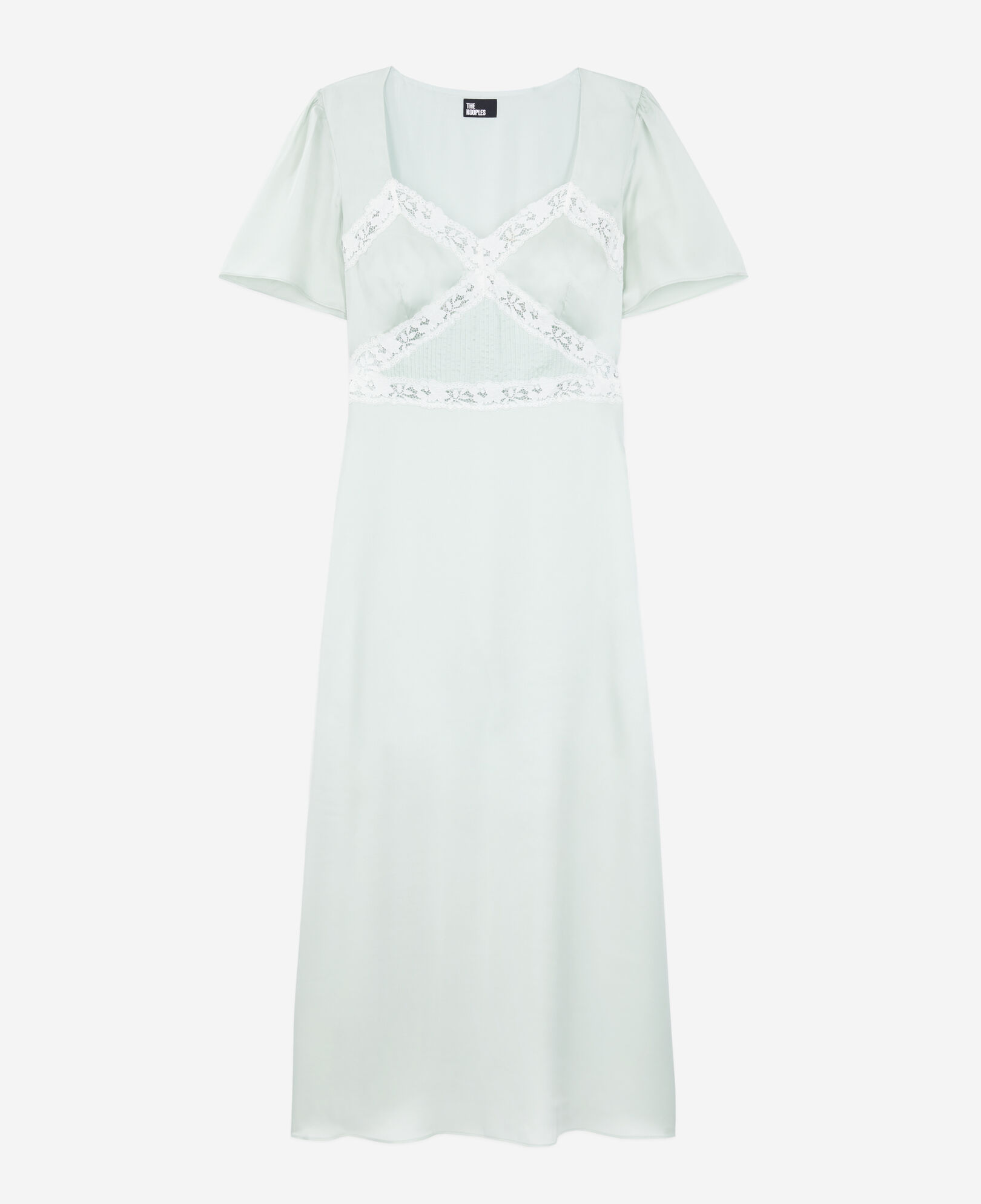 The Kooples WOMEN OCEAN long light green dress with lace details