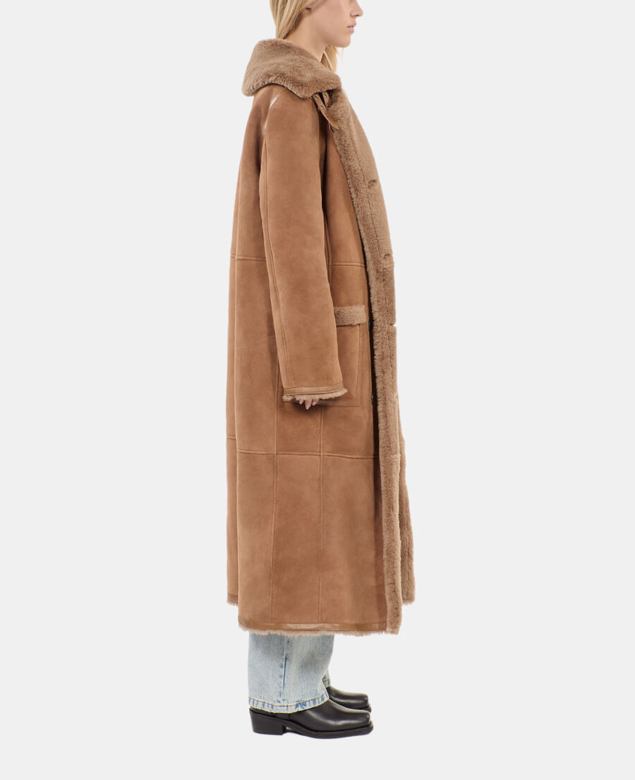 The Kooples FEMME BROWN peau lain&eacute;e longue marron