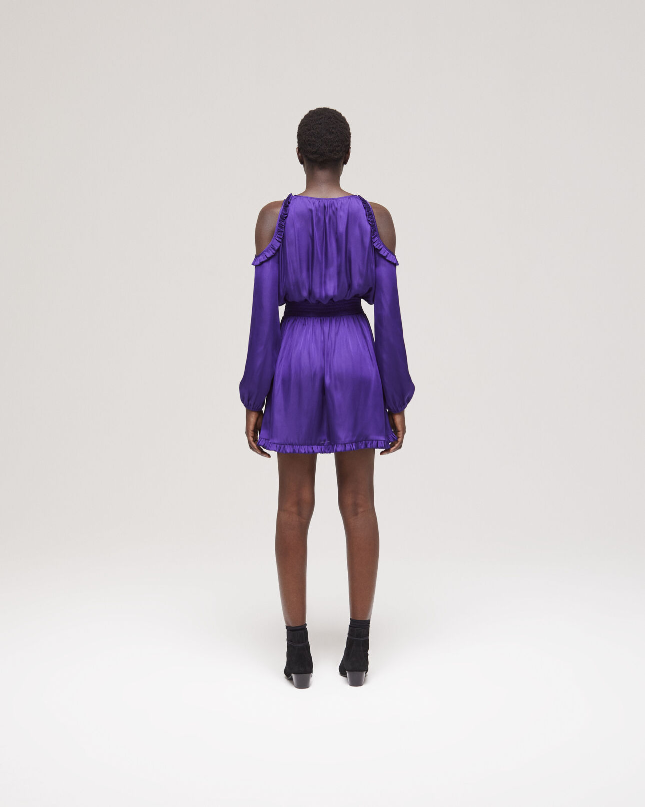 The Kooples WOMEN PURPLE short purple dress with ruffles
