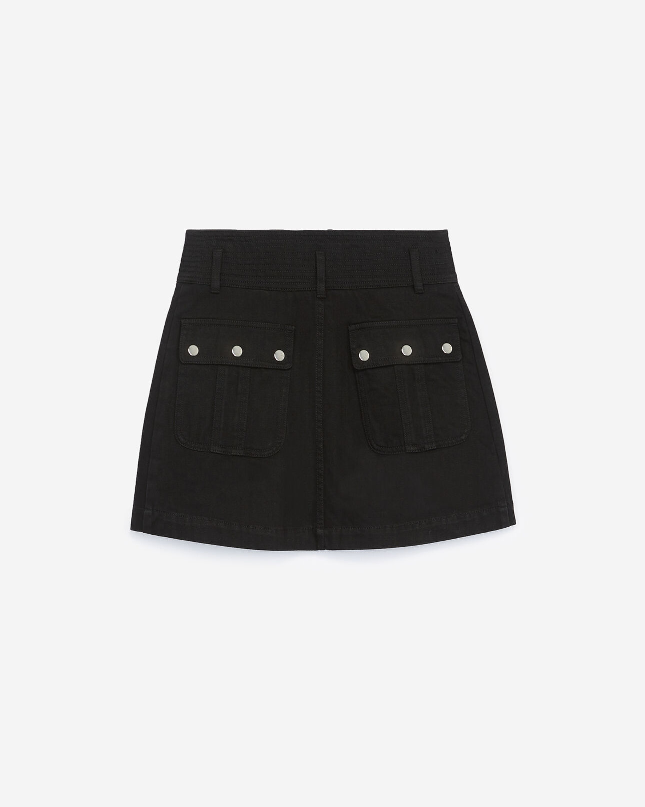 The Kooples FEMME BLACK jupe jean noir à boutons-pression