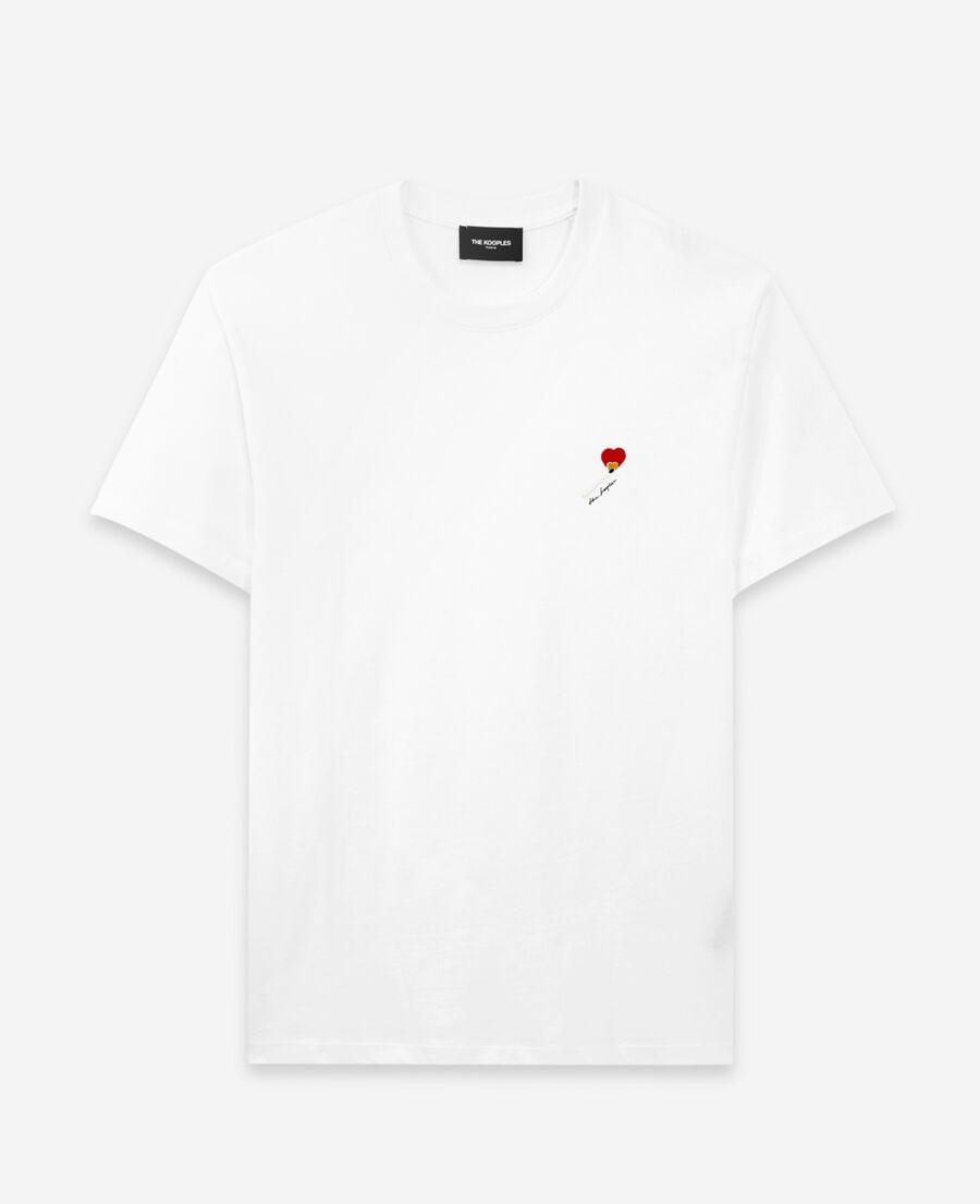 The Kooples H WHITE white cotton t-shirt with embroidery