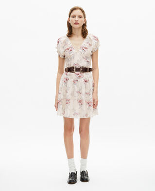 The Kooples WOMEN OFF WHITE / PINK short white floral print dress