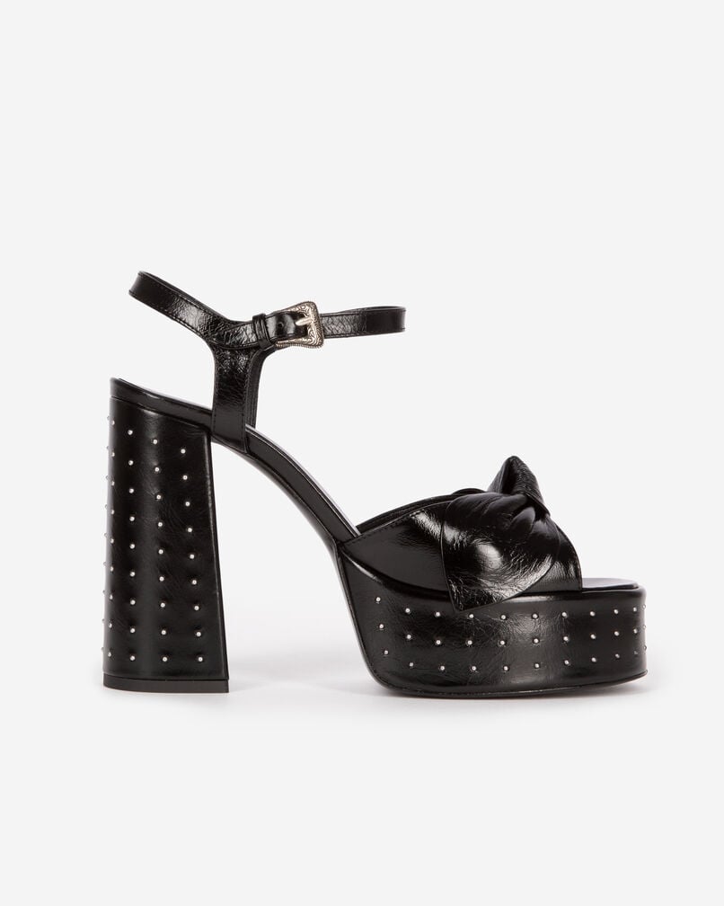 The Kooples F BLACK black leather studded heeled sandals