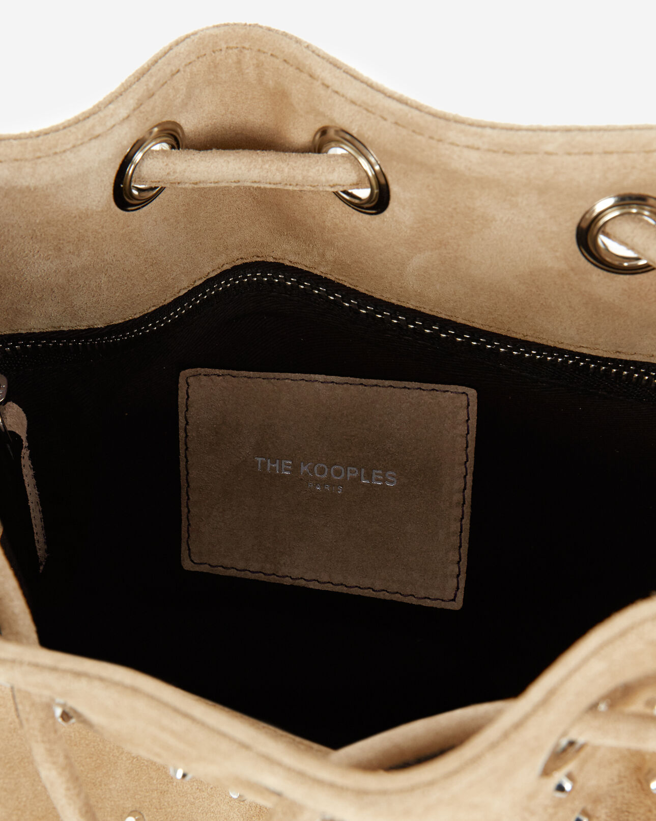 The Kooples WOMEN BEIGE studded medium tina bag in beige