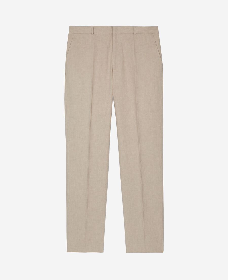The Kooples HOMME LIGHT BEIGE pantalon de costume en coton lin beige