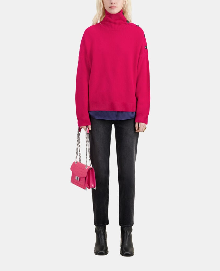 The Kooples WOMEN CHERRY fuchsia wool and cashmere sweater with buttons