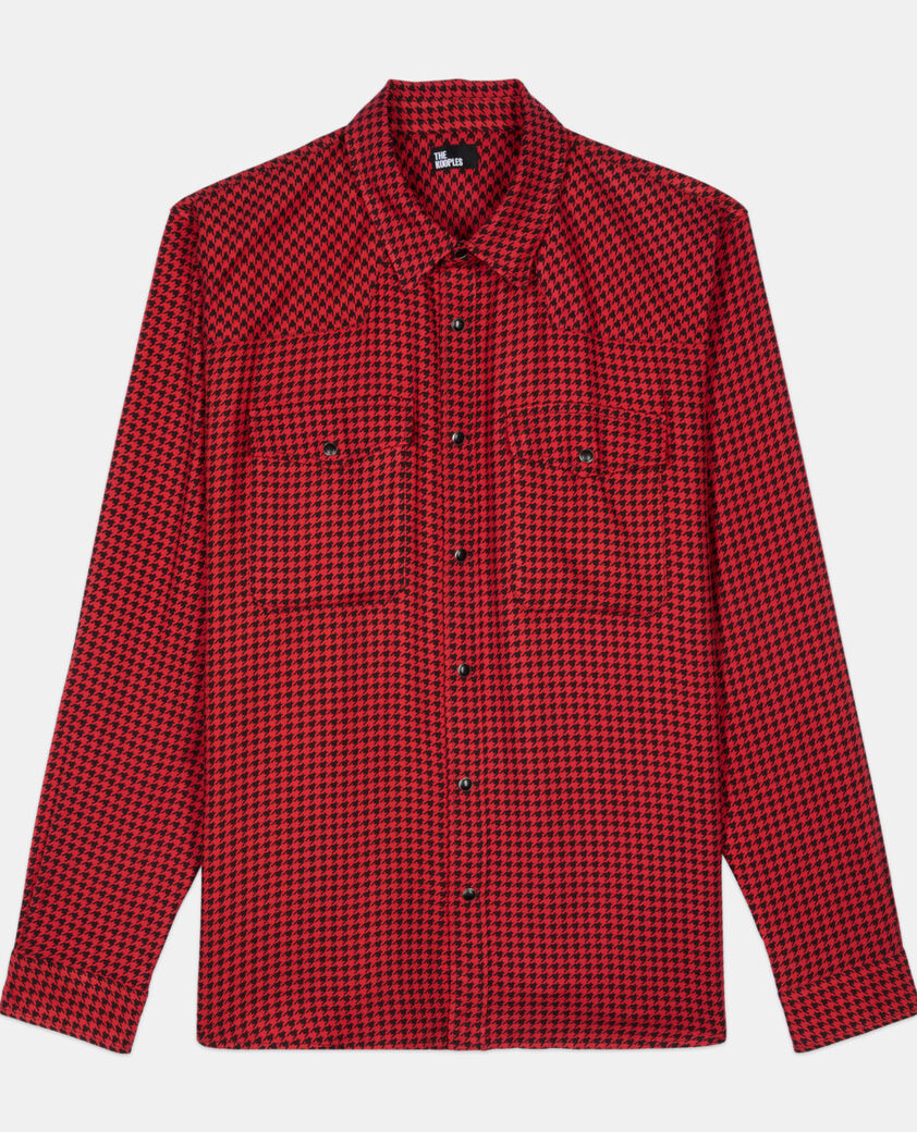 The Kooples MEN BLACK - RED black and red houndstooth shirt