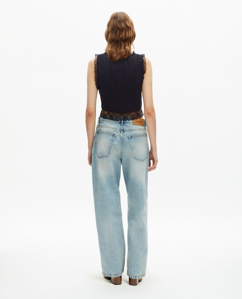 The Kooples FEMME BLACK top avec laçage et dentelle noir