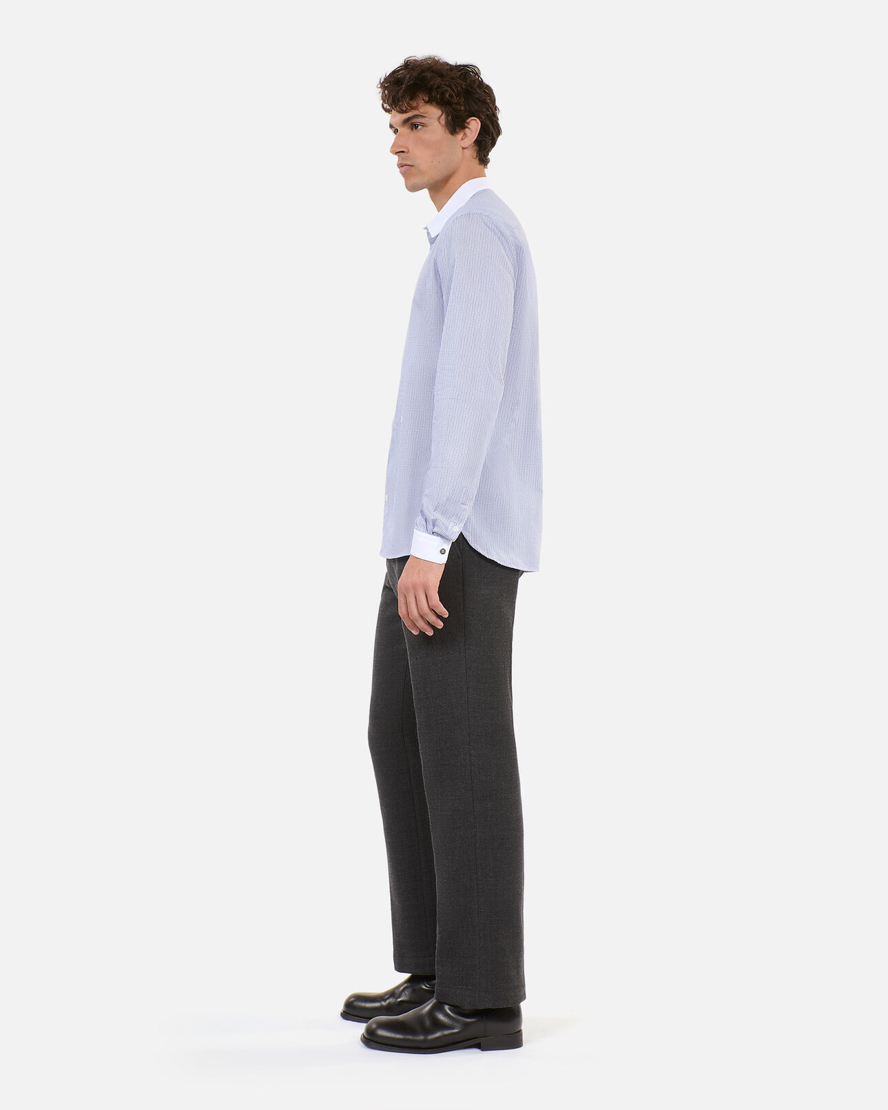 The Kooples MEN WHITE / BLUE blue and white checked formal shirt