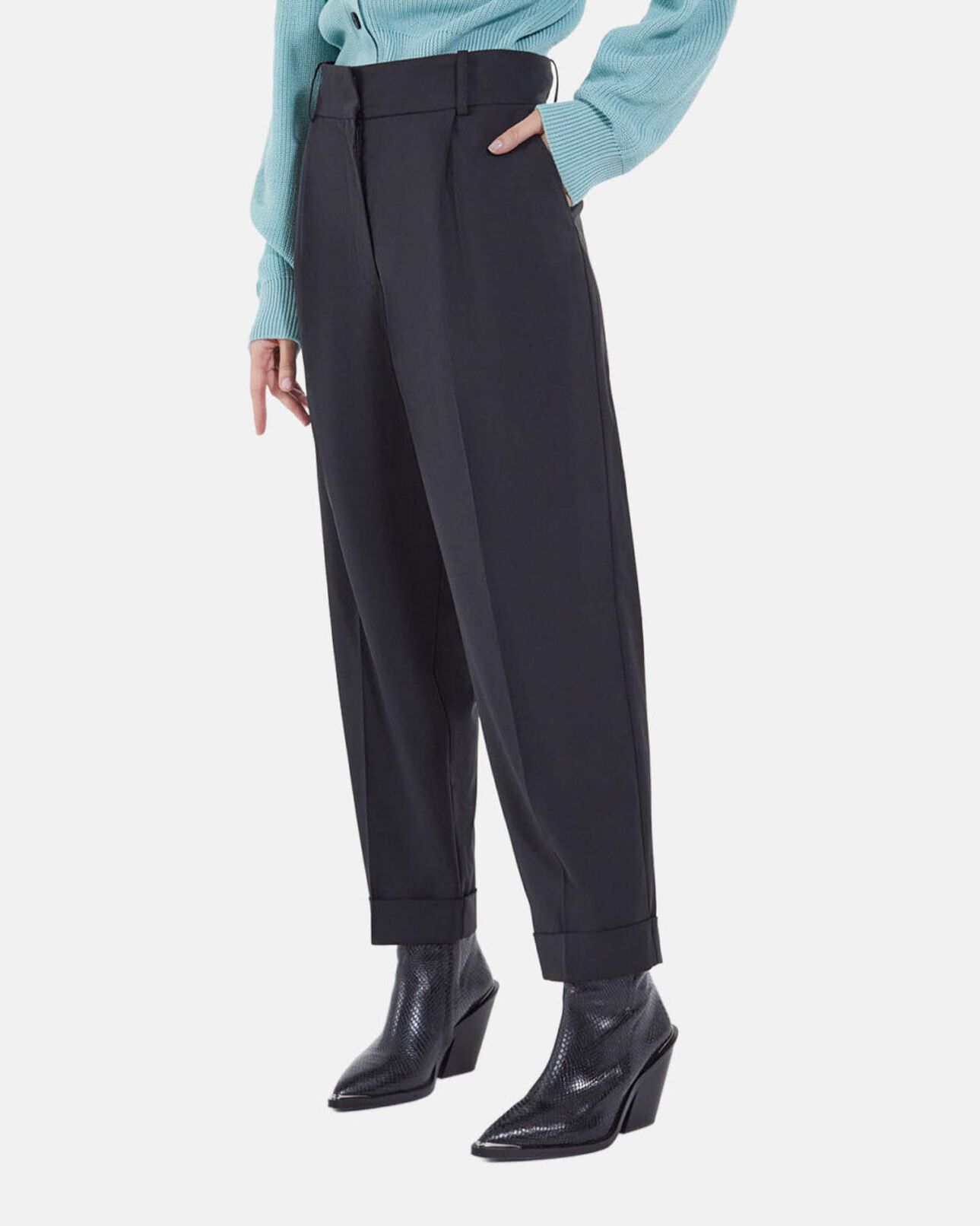 The Kooples WOMEN BLACK loose-fitting wool suit pants