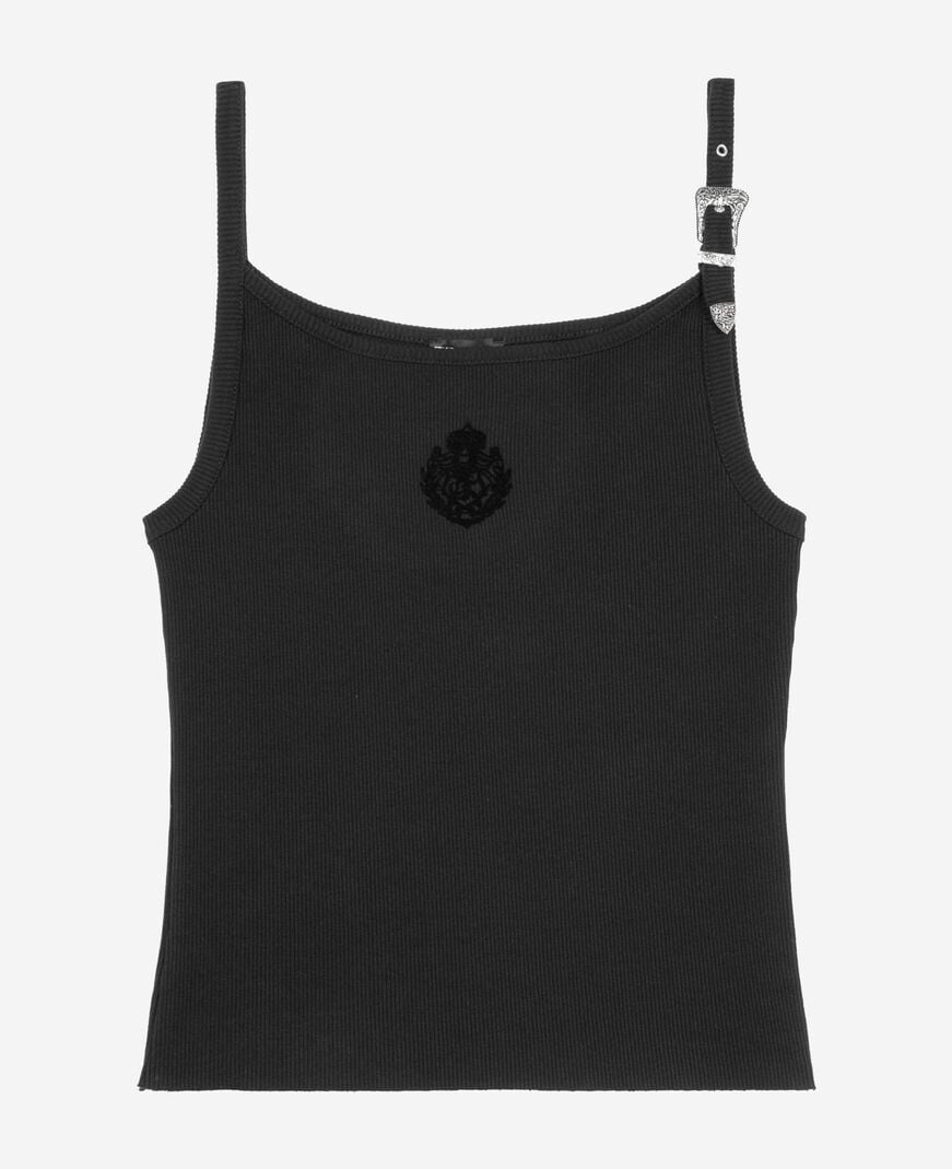 The Kooples WOMEN BLACK black ribbed tank top