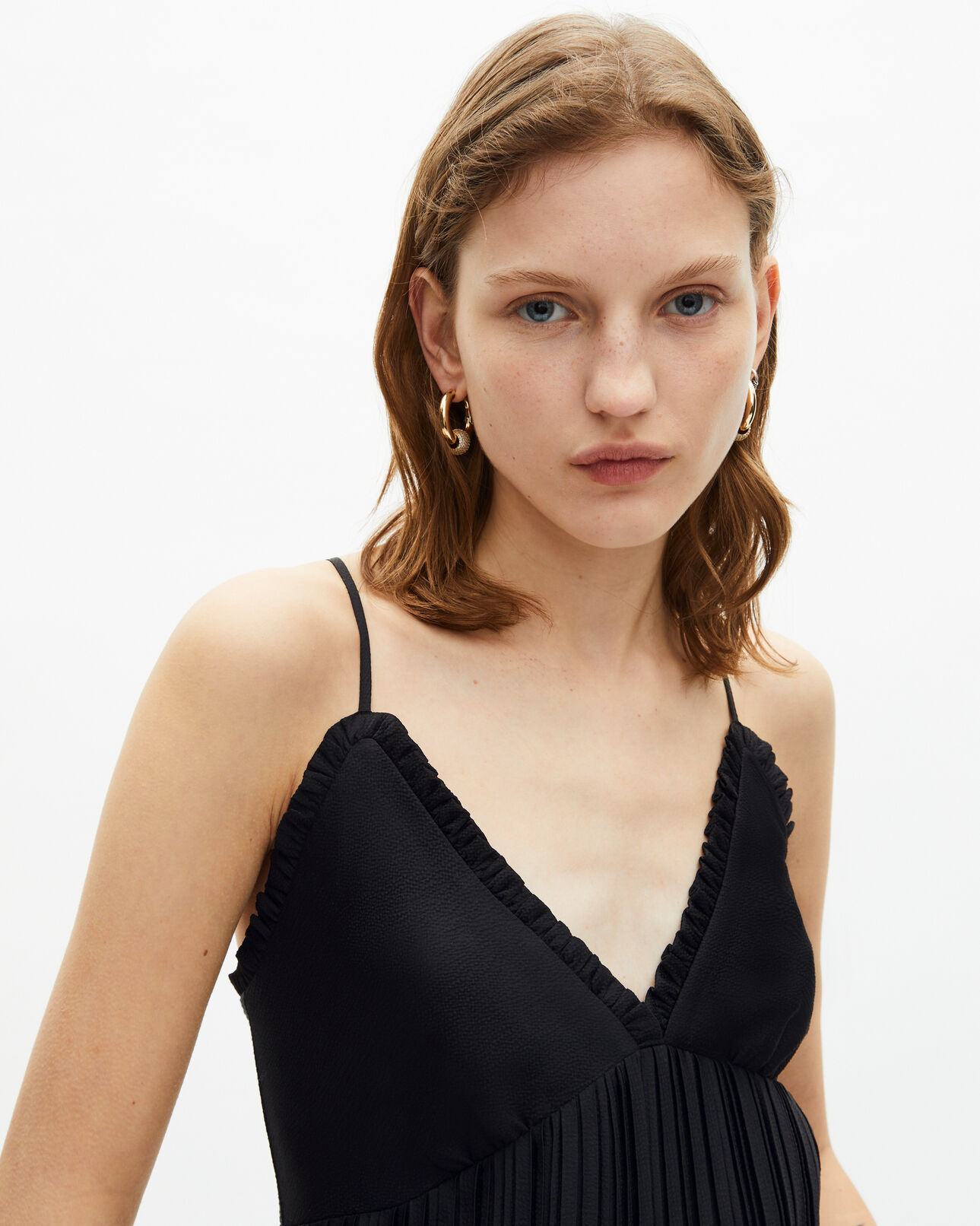 The Kooples DAMEN BLACK schwarzes plissee-camisole