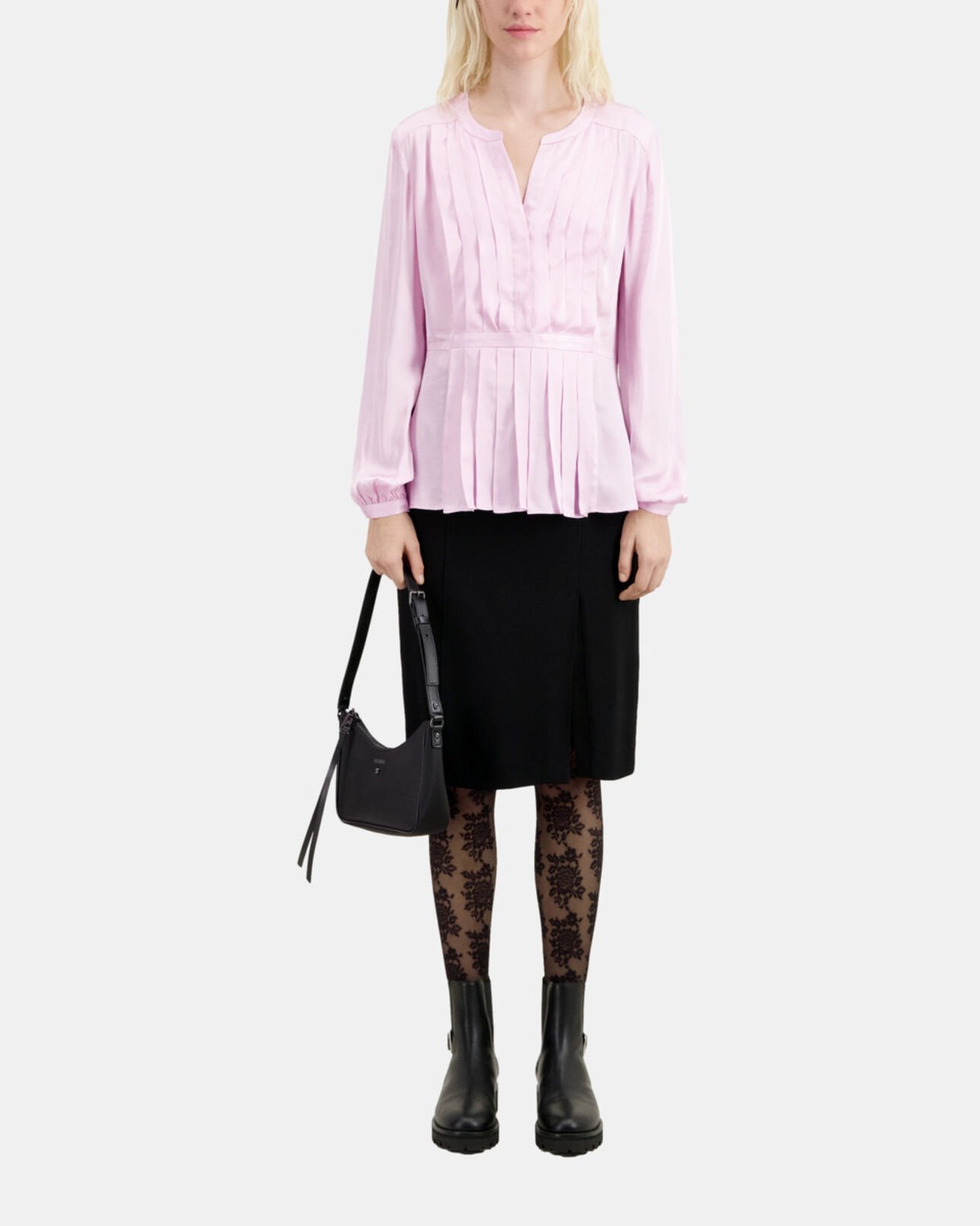 The Kooples FEMME PALE PINK top rose avec plissage