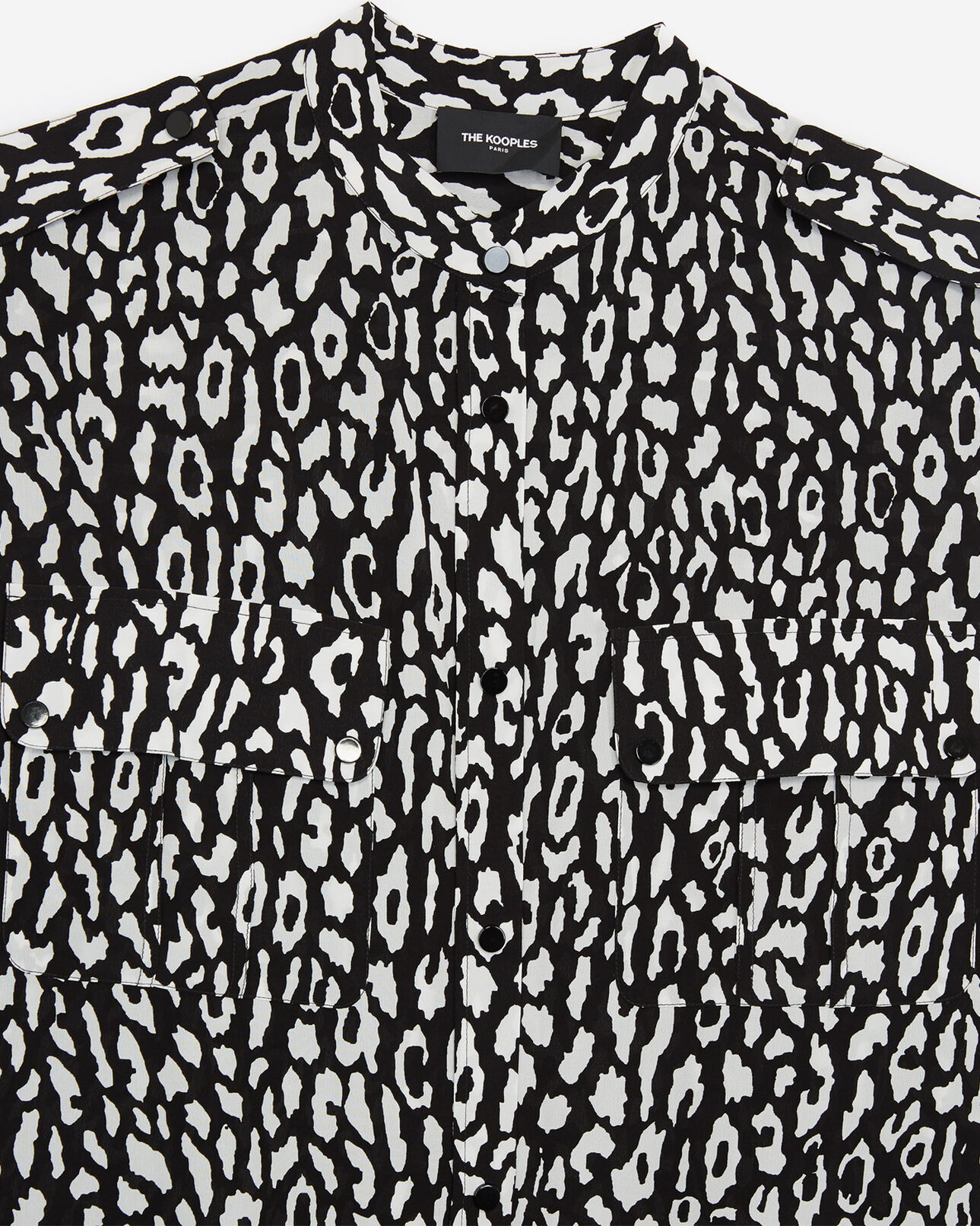 The Kooples FEMME BLACK / WHITE chemise soie mélangée motif léopard blanc