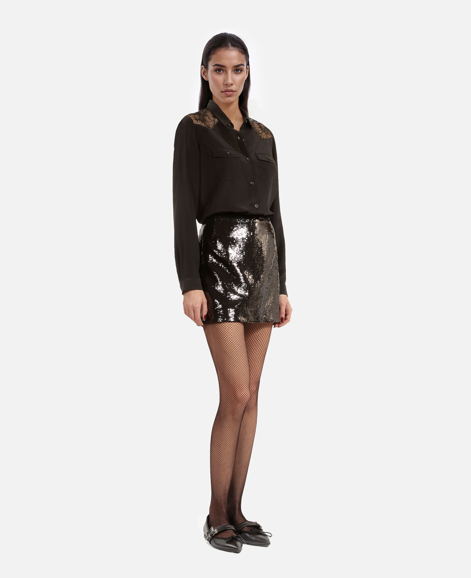 The Kooples WOMEN BLACK black silk shirt