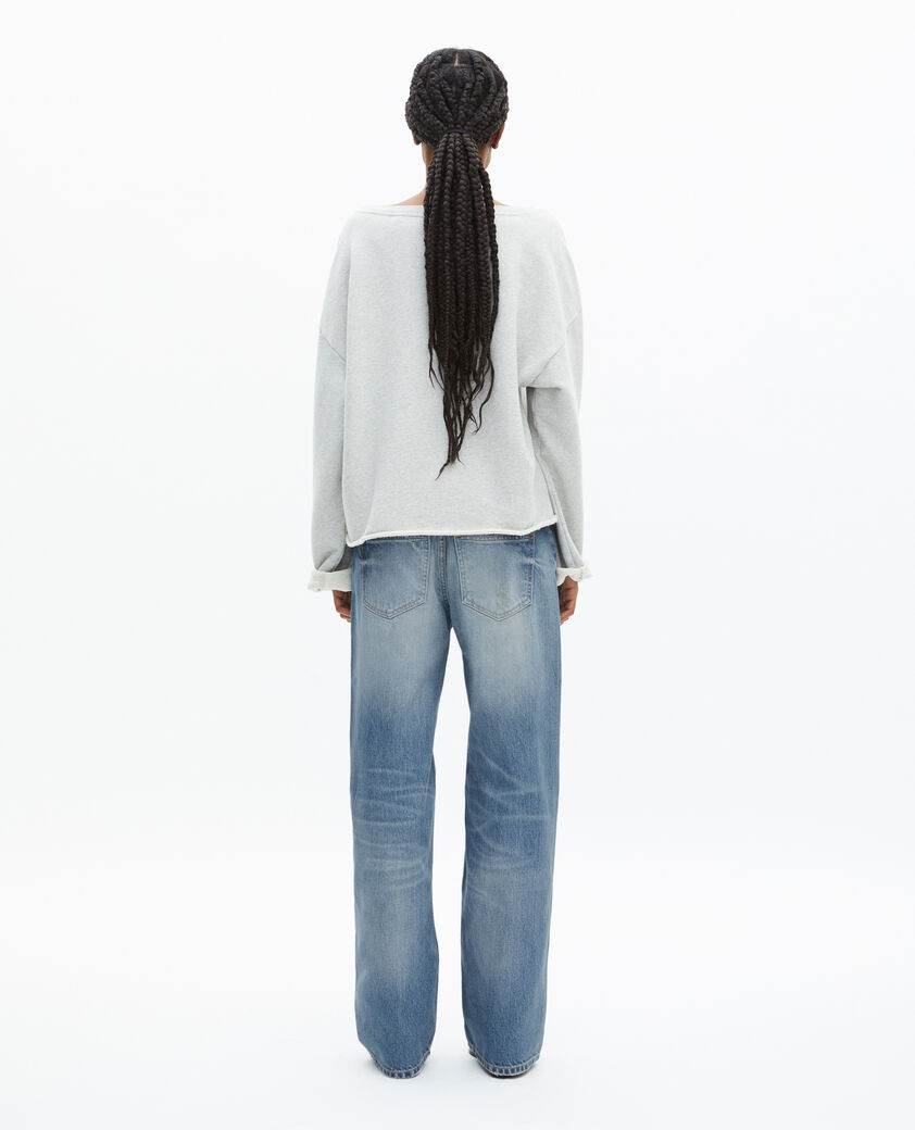 The Kooples DAMEN GREY MELANGE sweatshirt mit grauem siebdruck