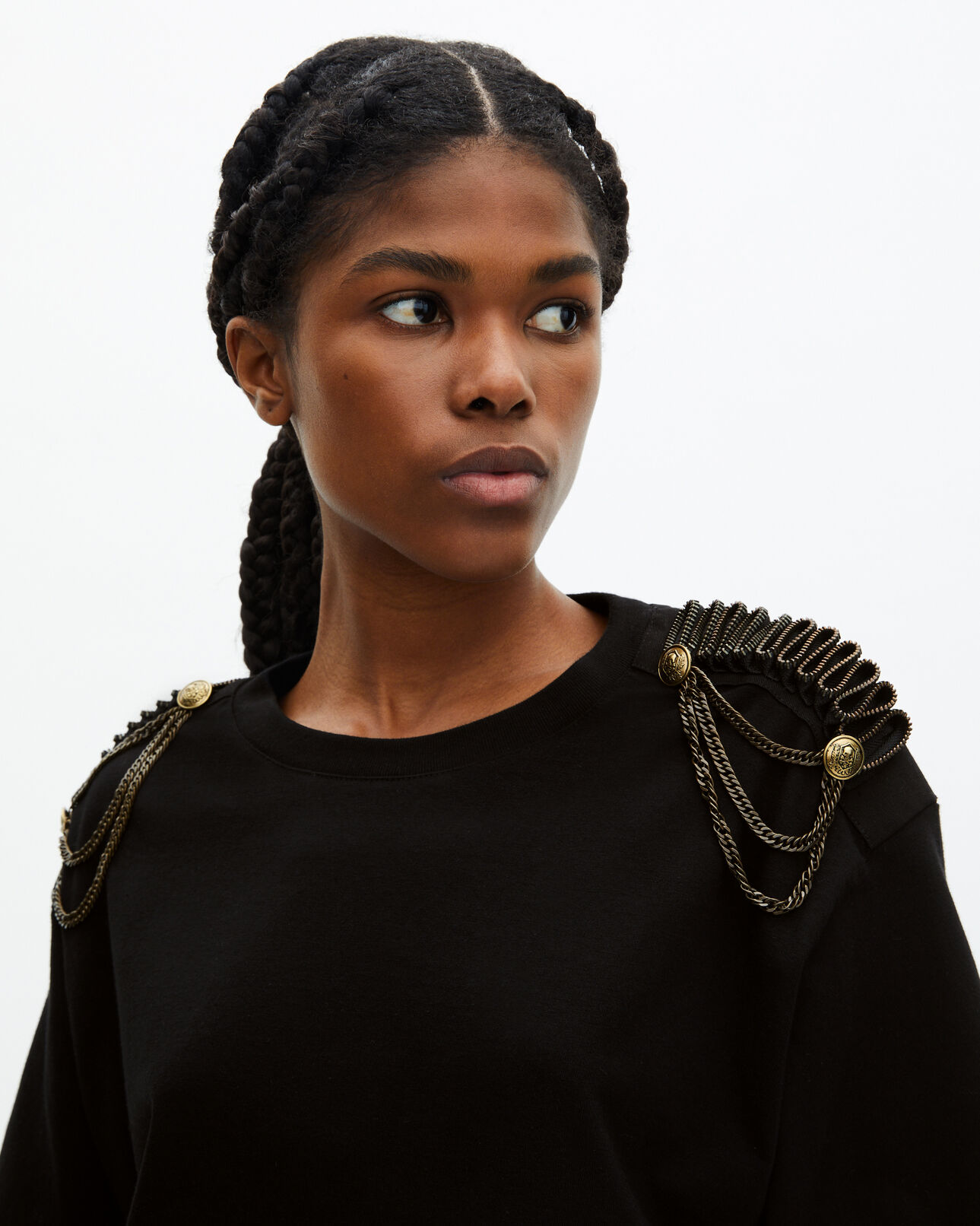 The Kooples WOMEN BLACK WASHED short dress with black shoulder pads