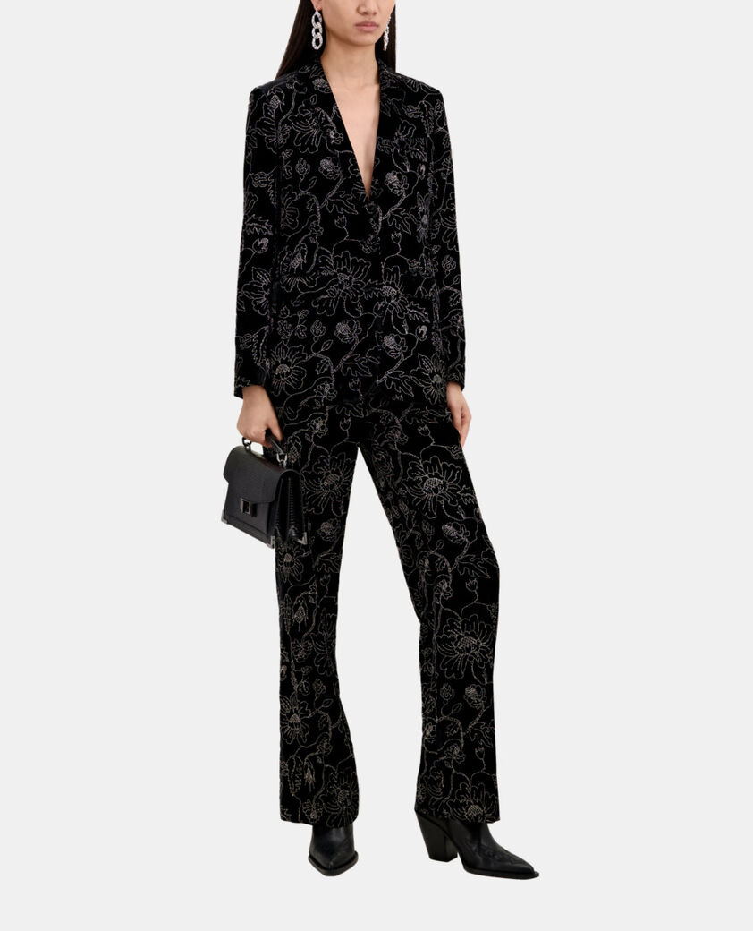 The Kooples WOMEN BLACK black velvet suit jacket