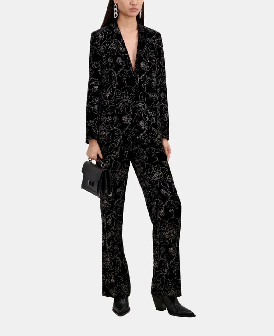 The Kooples FEMME BLACK veste tailleur en velours noire