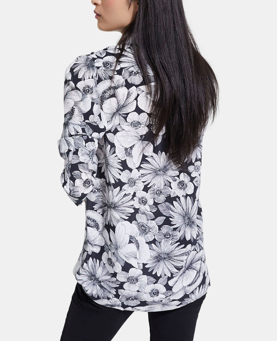 The Kooples F BLACK WHITE floral silk shirt
