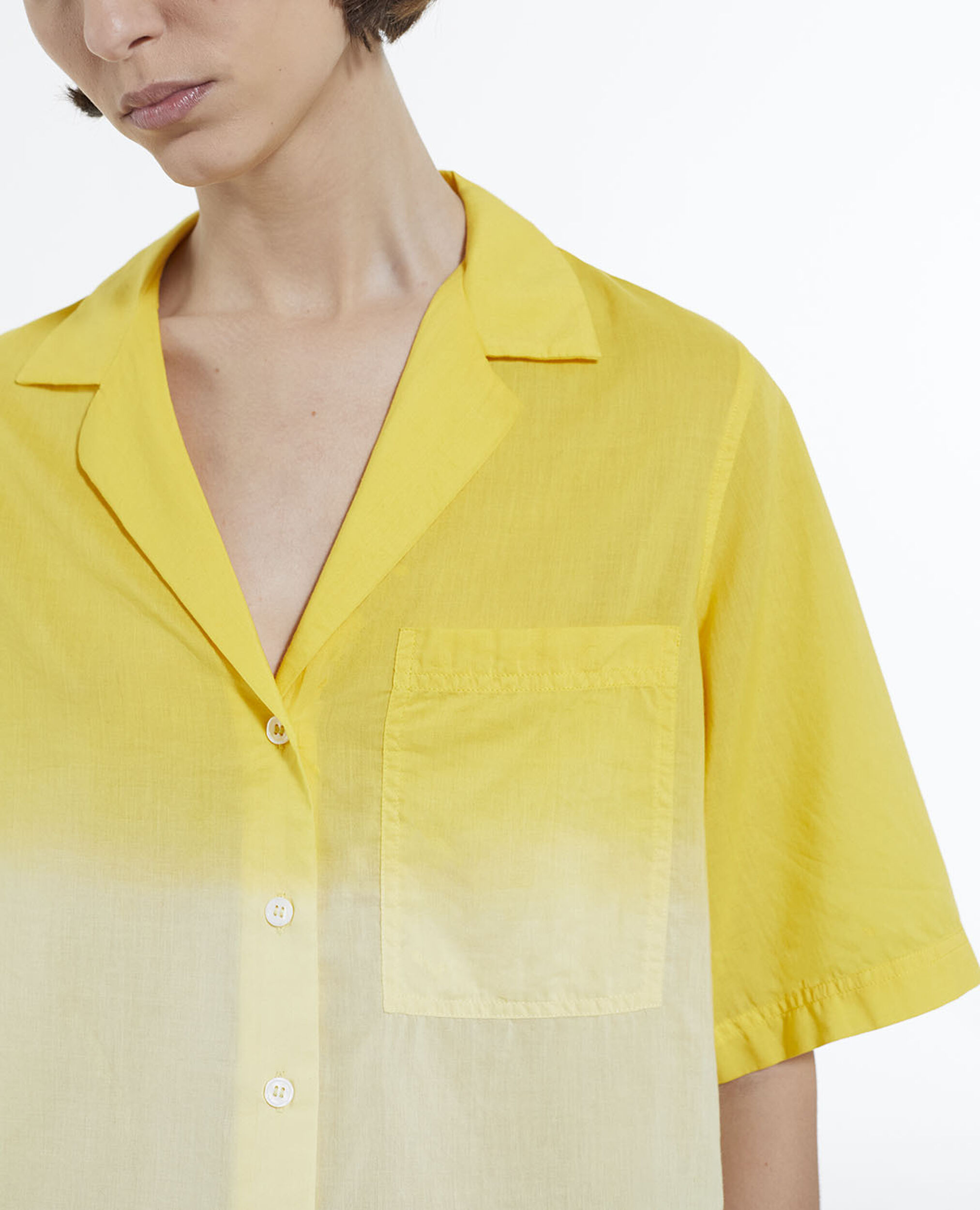 Camisa mujer algodón hawaiano tie - dye, YELLOW MELANGE, hi-res image number null