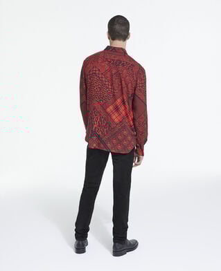 The Kooples H BLACK - RED printed shirt with classic collar