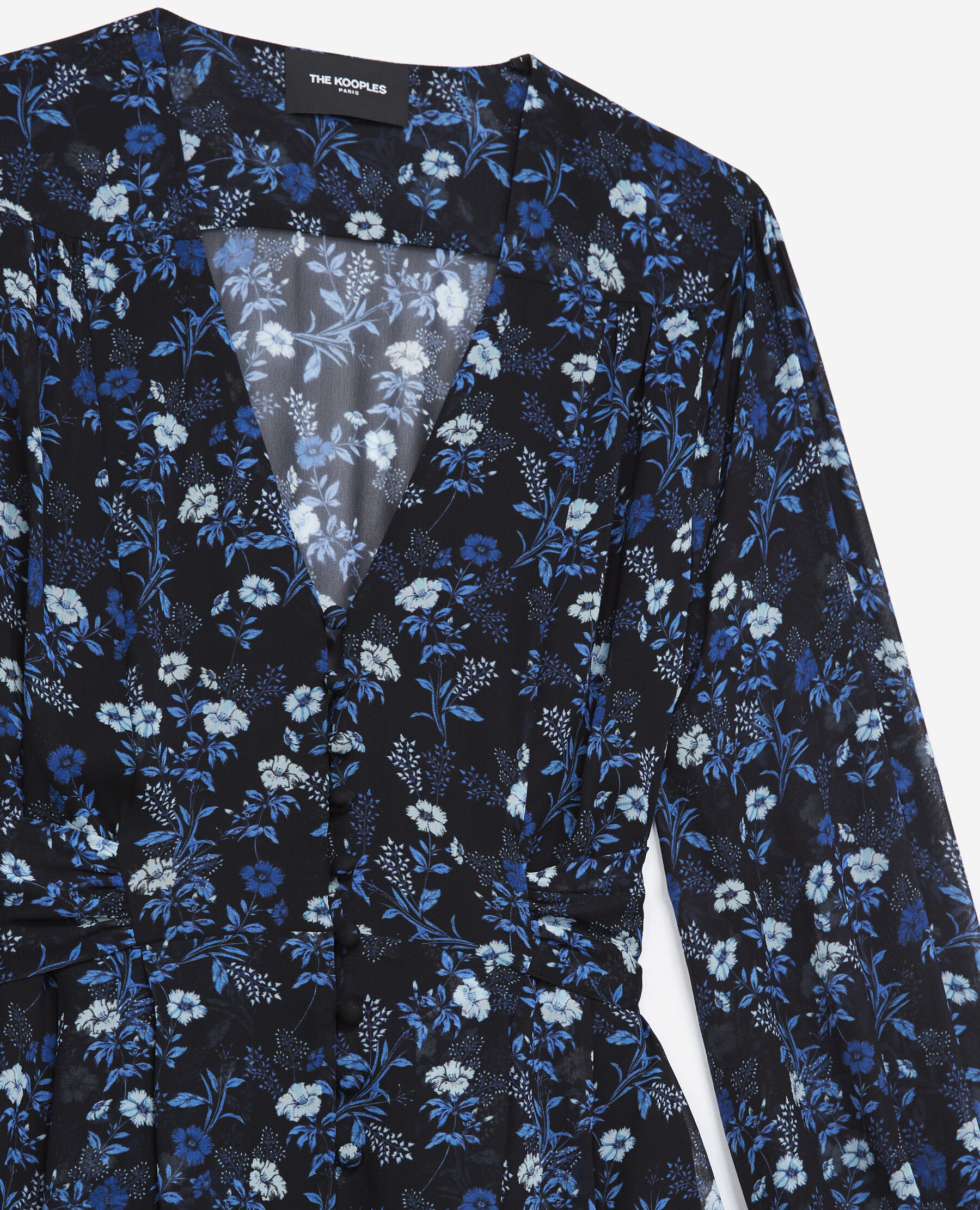 Robe courte bleue a imprime fleuri The Kooples