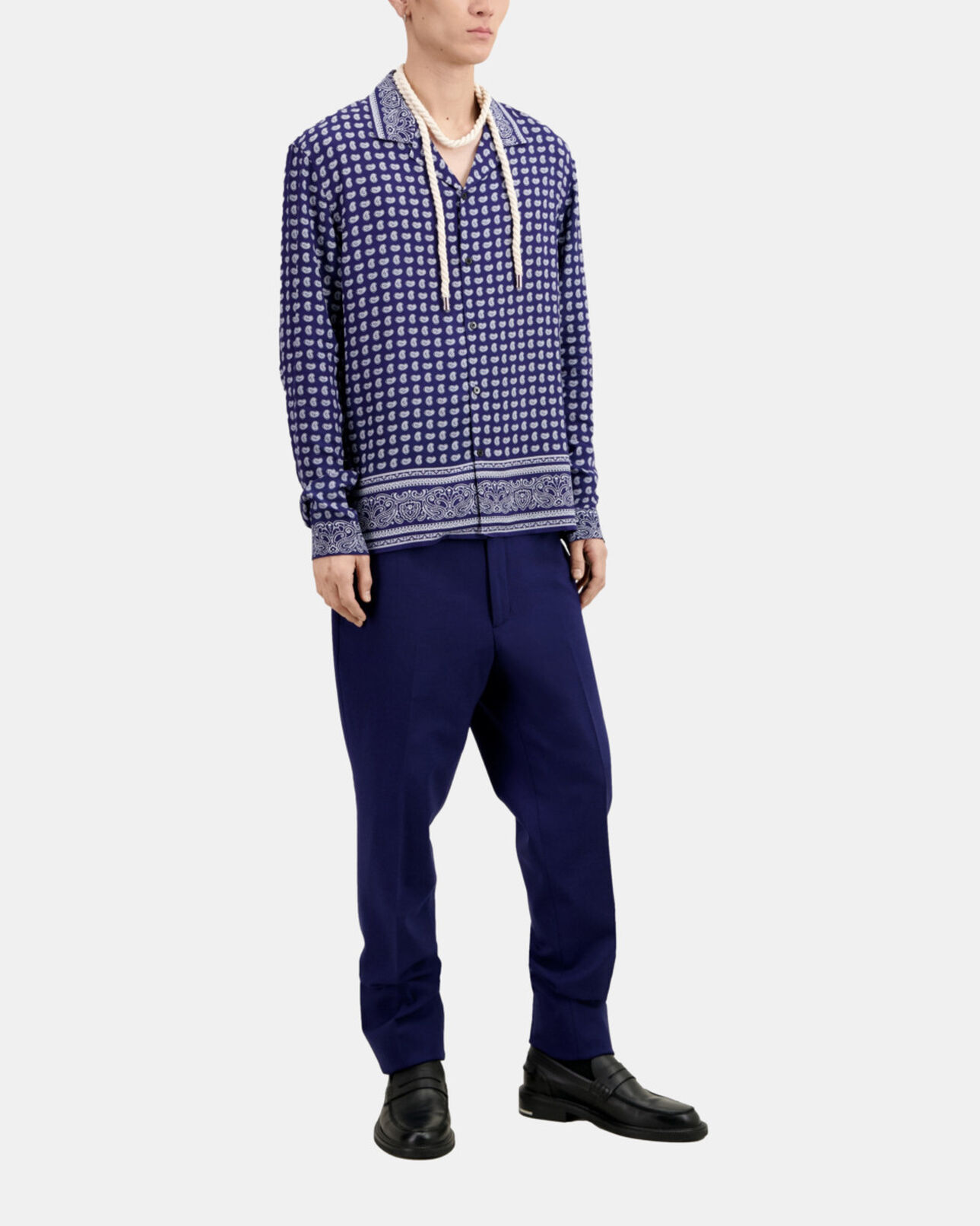 The Kooples MEN BLUE blue and white paisley print long sleeve shirt