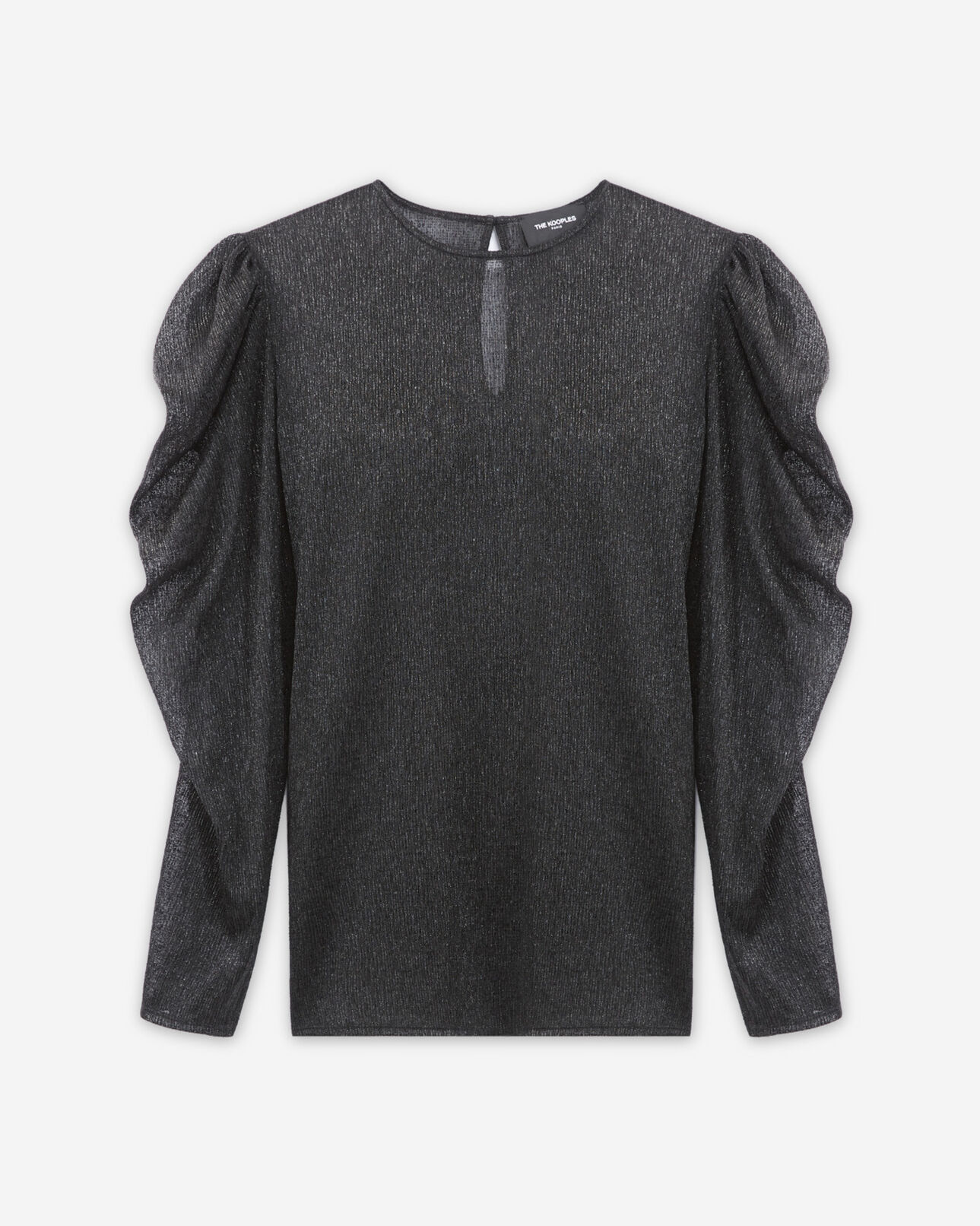 The Kooples WOMEN BLACK flowing black top with puffed sleeves