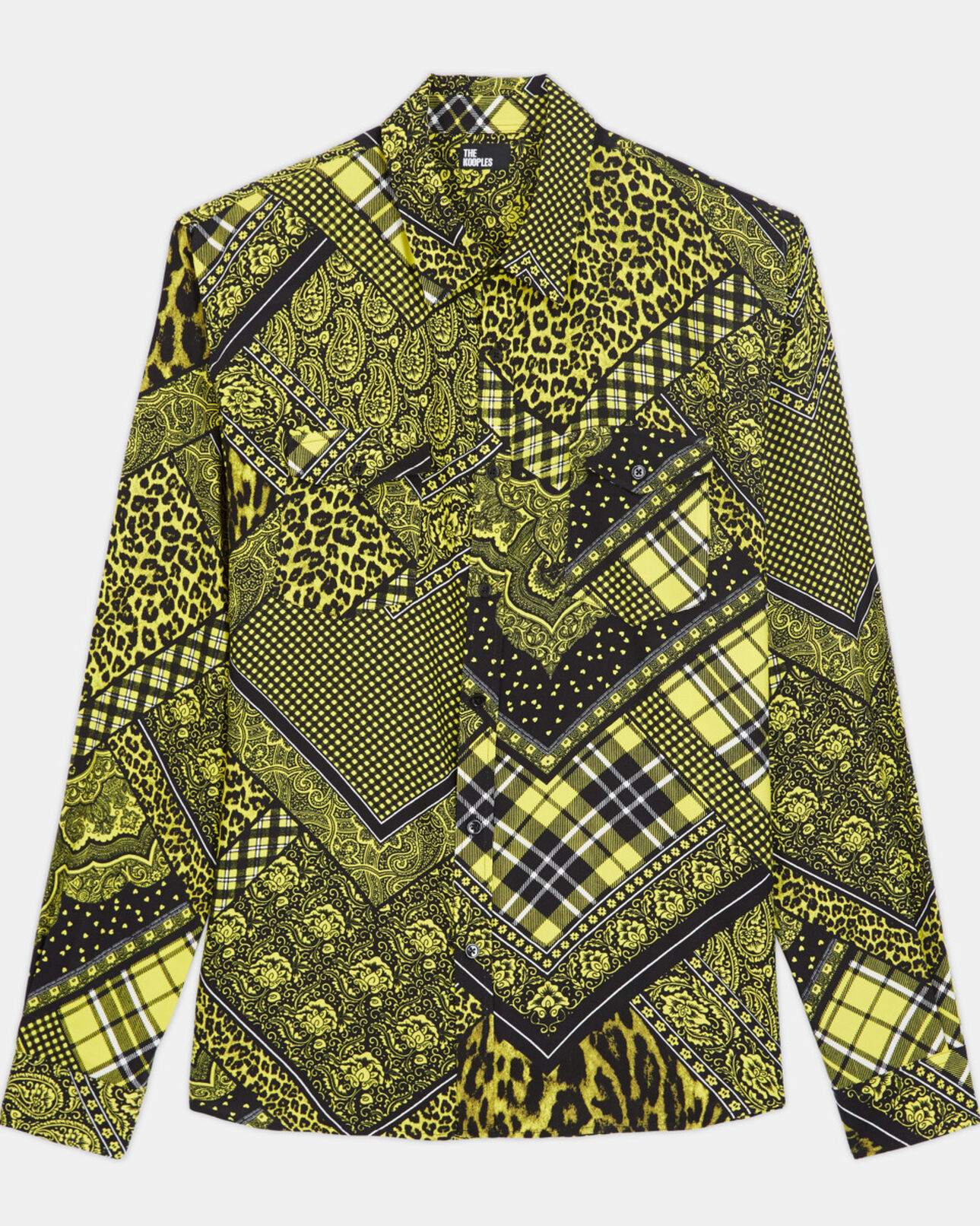 The Kooples HOMBRE BLACK / YELLOW camisa estampada con cuello clásico