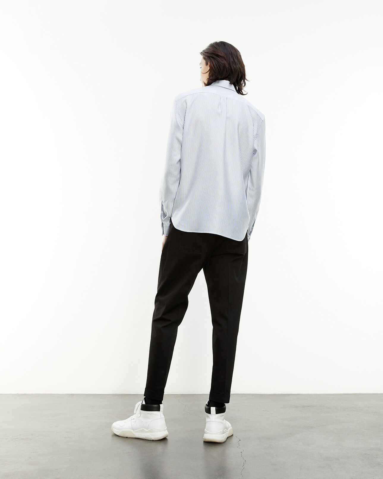 The Kooples MEN BLUE WHITE striped shirt w/classic collar - embroidery